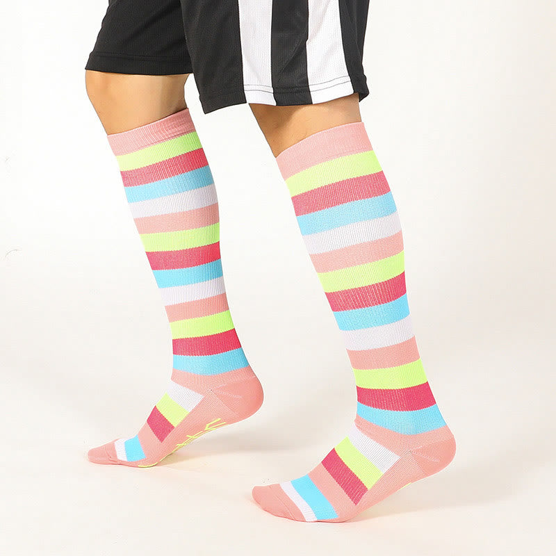 Chaussettes hautes à rayures arc-en-ciel (6 paires) - image 5