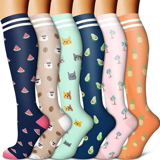 Chaussettes de compression à motif mignon (6 paires)