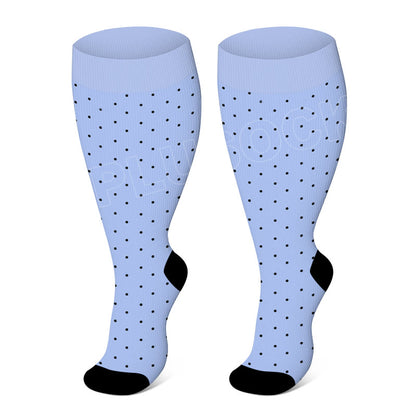 Chaussettes de compression élastiques unies grandes tailles - Points bleus - 4XL - image 2
