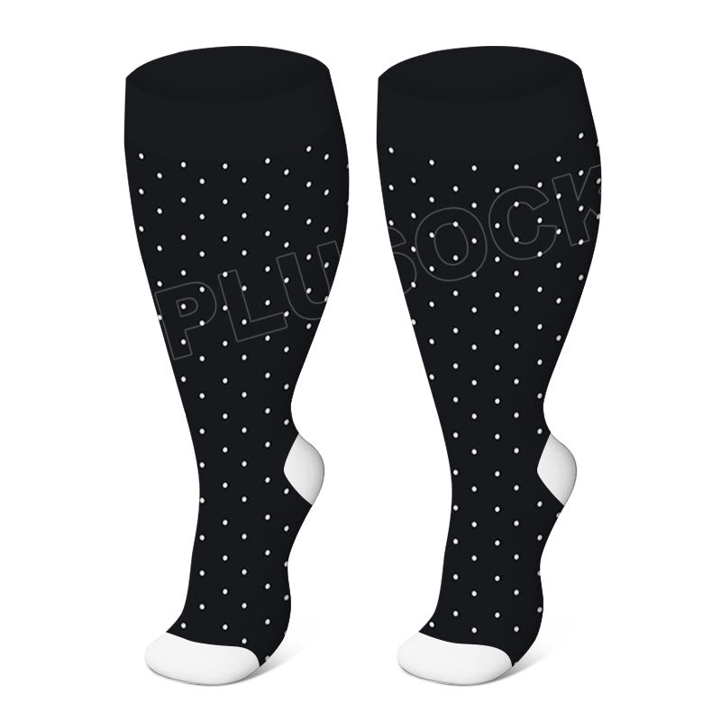 Chaussettes de compression élastiques Plusock grandes tailles, couleur unie - Points noirs - 4XL - image 1