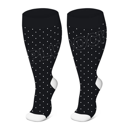 Chaussettes de compression élastiques Plusock grandes tailles, couleur unie - Points noirs - 4XL - image 1