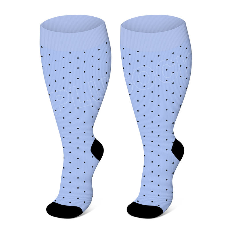 Chaussettes de compression élastiques Plusock grandes tailles, couleur unie - Points bleus - 4XL - image 2