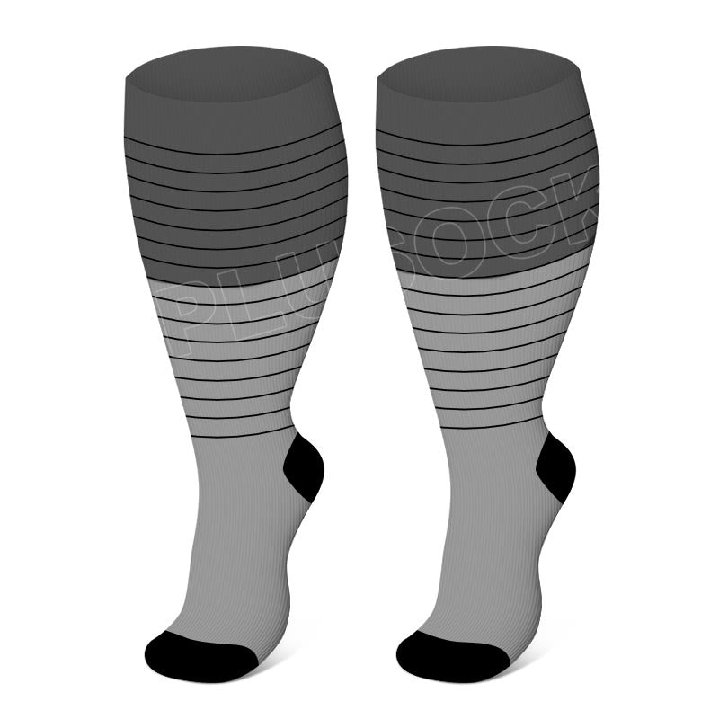 Chaussettes de compression élastiques unies grandes tailles - Gris foncé - 4XL - image 4