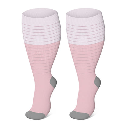 Chaussettes de compression élastiques unies grandes tailles - Violet clair - 4XL - image 5