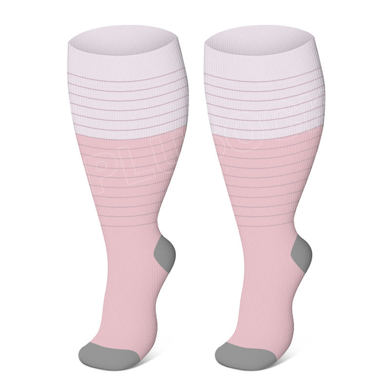 Chaussettes de compression élastiques unies grandes tailles - Violet clair - 4XL - image 5