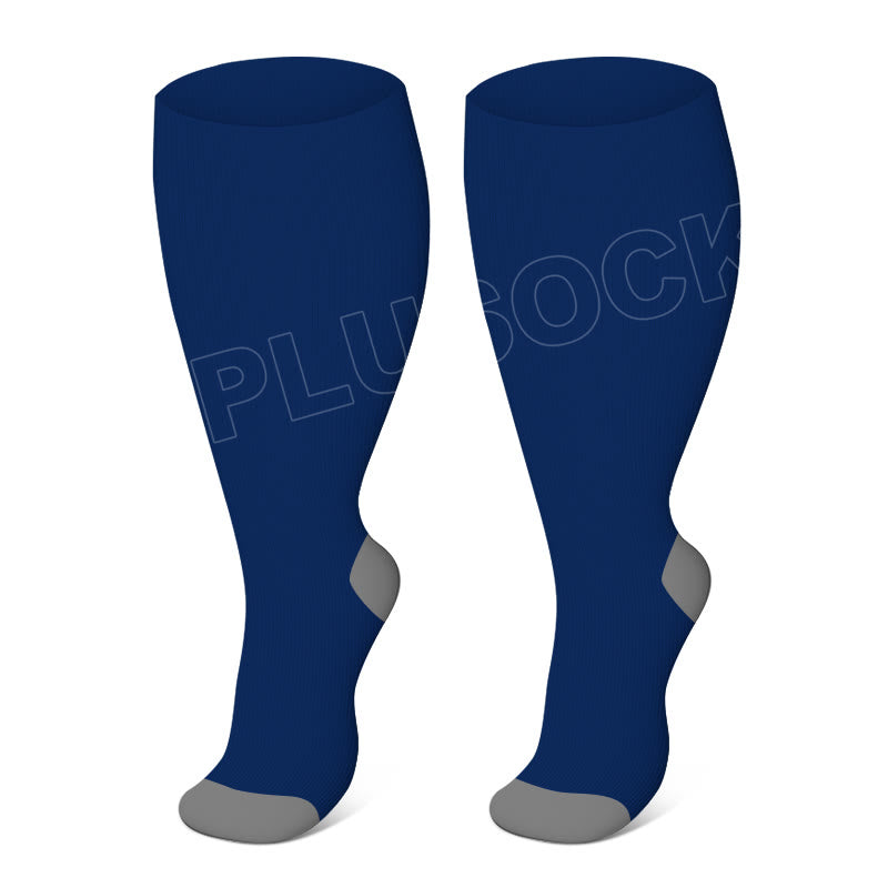 Chaussettes de compression élastiques Plusock grandes tailles, couleur unie - Bleu - 4XL - image 8