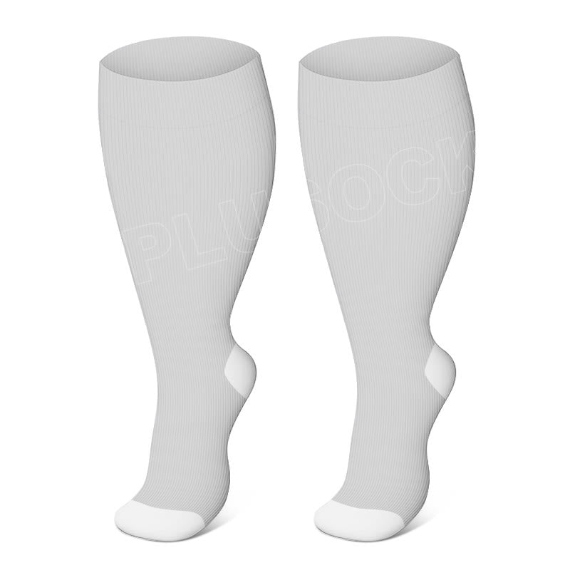 Chaussettes de compression élastiques unies grandes tailles - Gris - 4XL - image 7