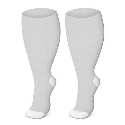 Chaussettes de compression élastiques unies grandes tailles - Gris - 4XL - image 7