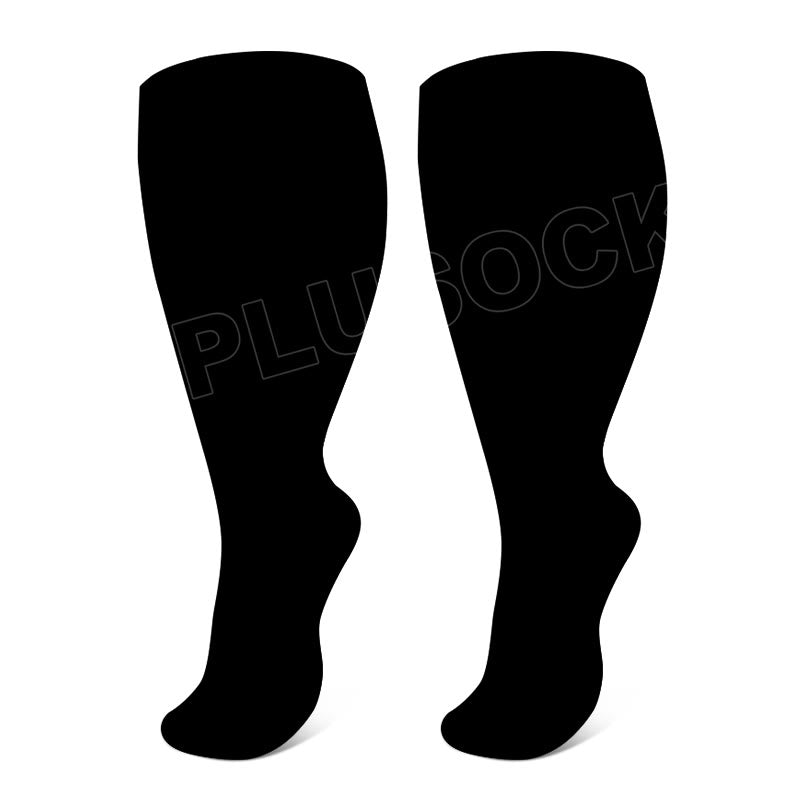 Chaussettes de compression élastiques unies grandes tailles - Noir - 4XL - image 10