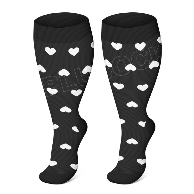 Chaussettes de compression Plusock à pois grandes tailles - Coeur blanc - 4XL - image 7