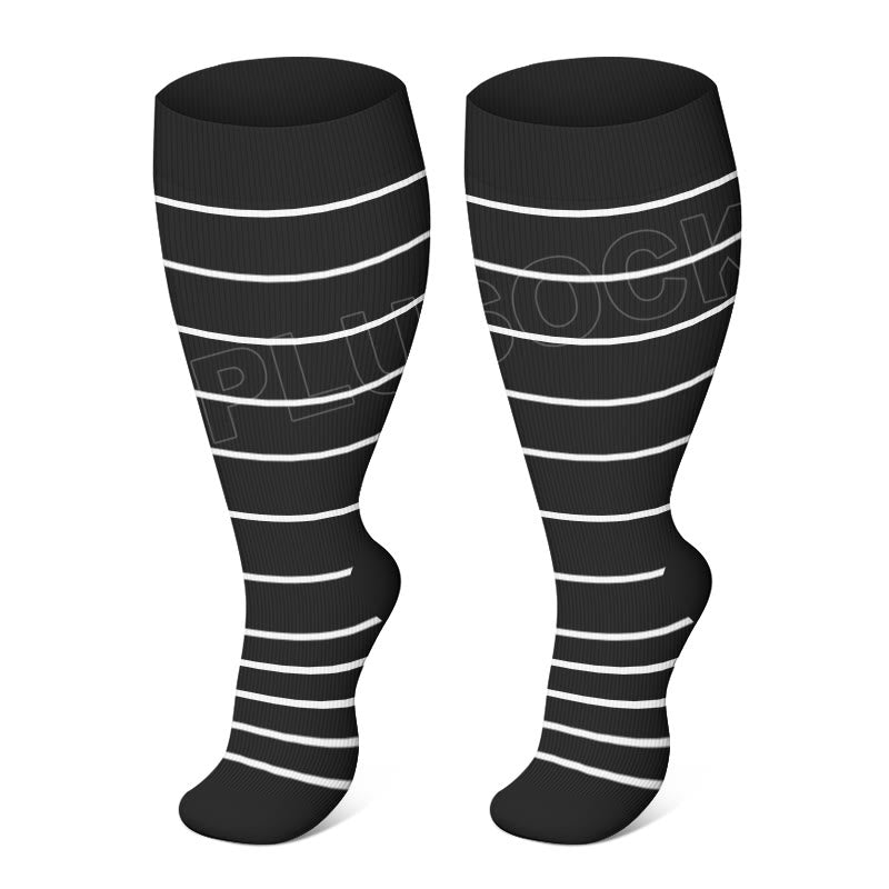 Chaussettes de compression à pois grandes tailles - Rayure blanche - 4XL - image 9