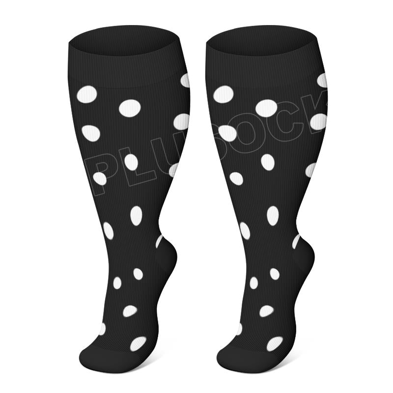 Chaussettes de compression à pois grandes tailles - Points blancs - 4XL - image 2
