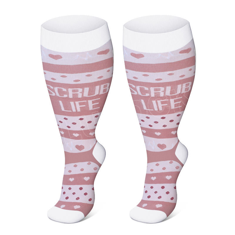 Chaussettes de compression noires et roses grandes tailles - Points roses - 4XL - image 4