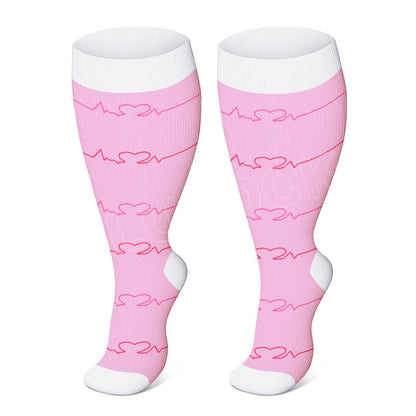 Chaussettes de compression noires et roses grande taille 2XL-4XL