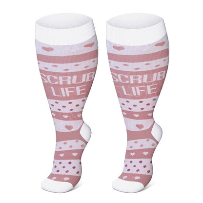 Chaussettes de compression Plusock grandes tailles noires et roses - Points roses - 4XL - image 4