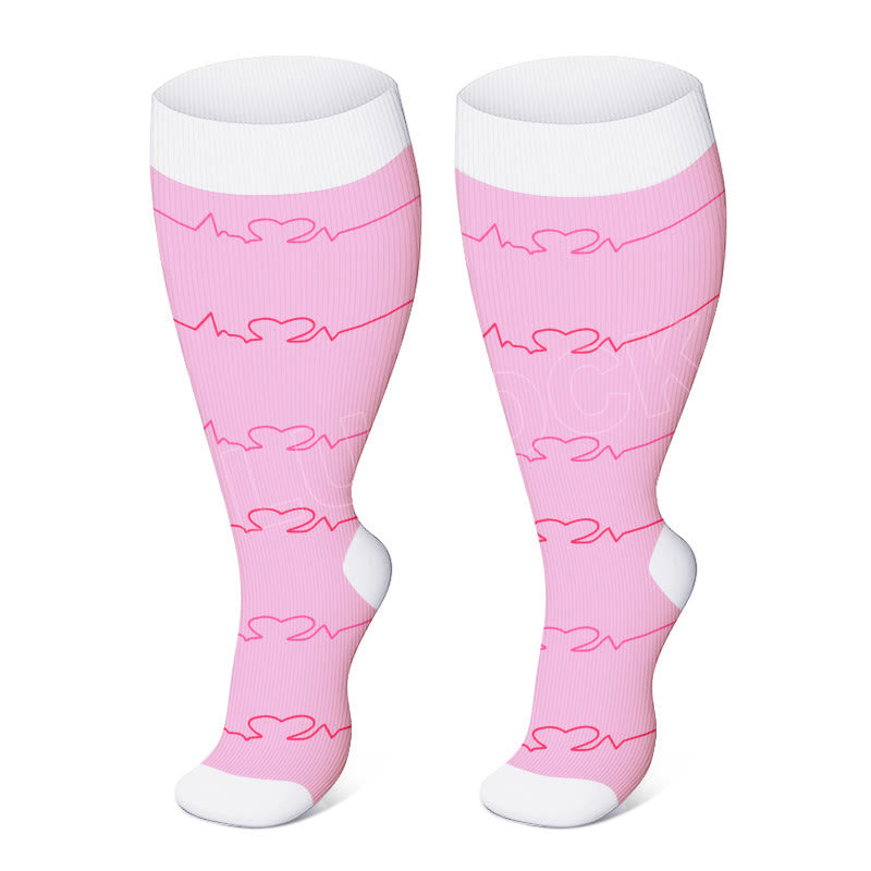 Chaussettes de compression noires et roses grandes tailles - image 3