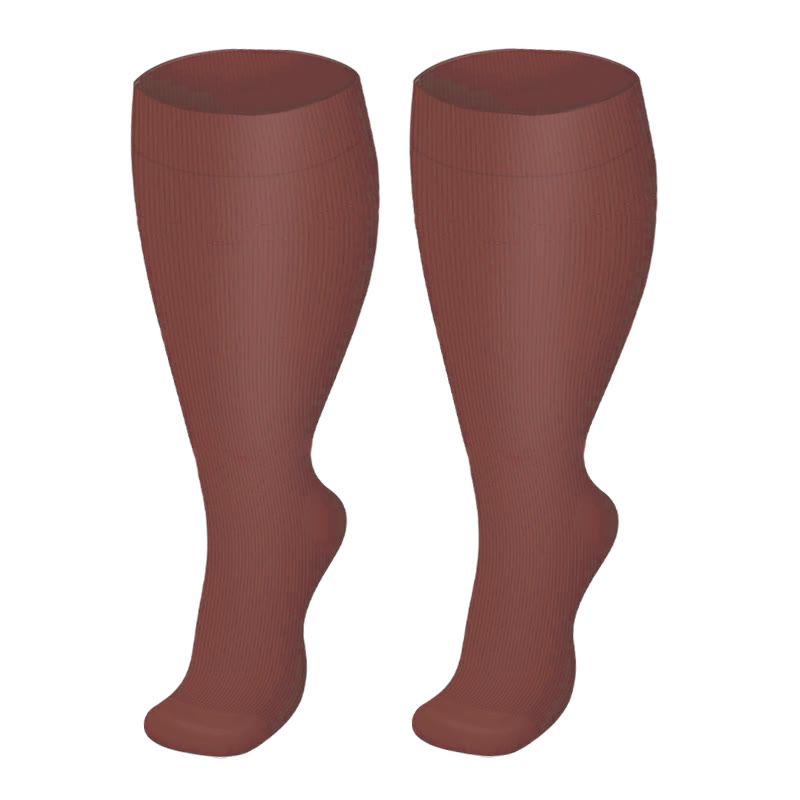 Chaussettes de compression unies grandes tailles - Vin - 4XL - image 8