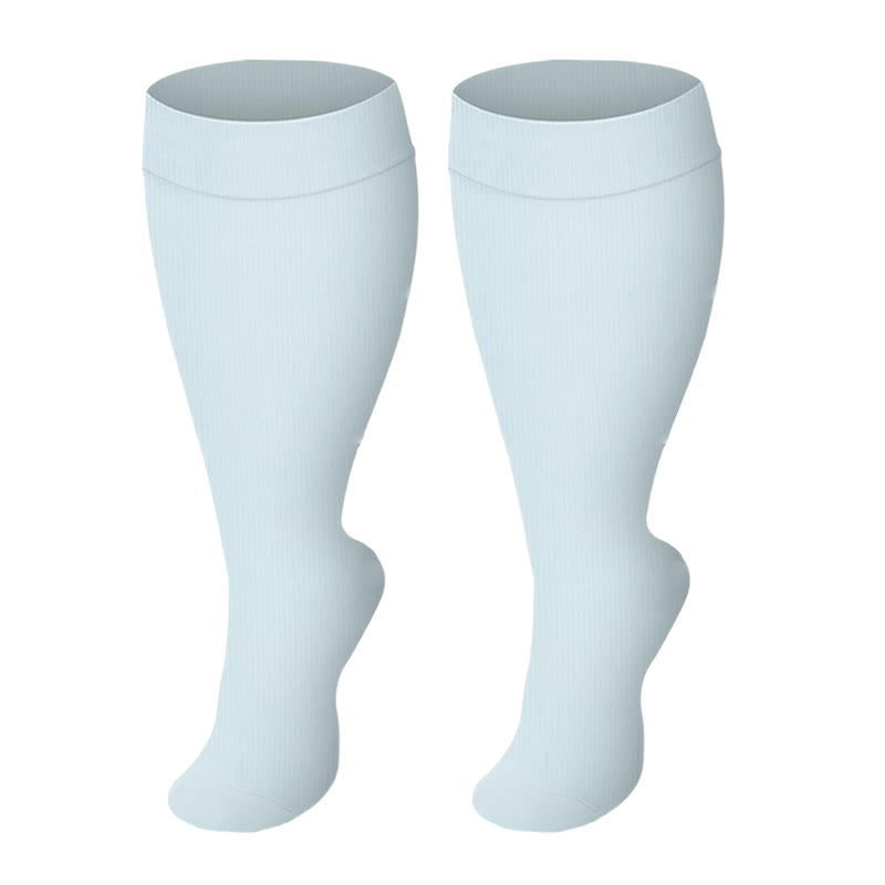 Chaussettes de compression unies grandes tailles - Bleu clair - 4XL - image 6