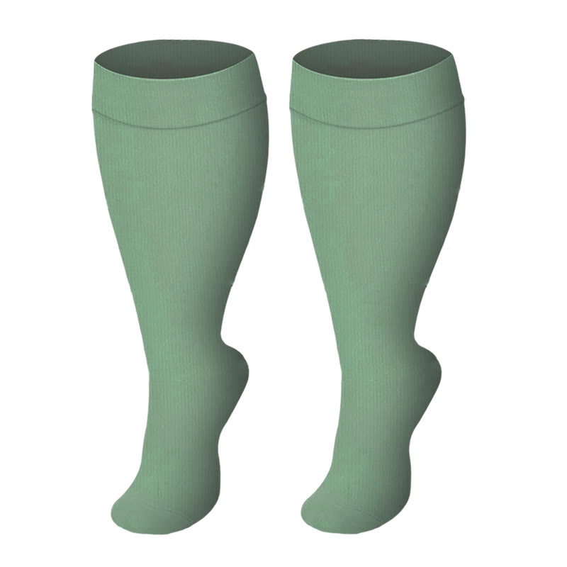 Chaussettes de compression unies grandes tailles - Vert clair - 4XL - image 4