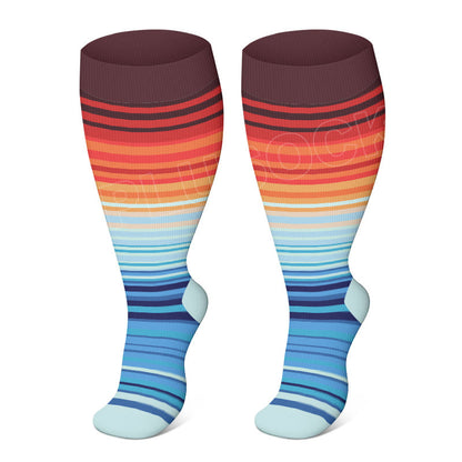 Chaussettes de compression à motifs colorés grande taille 2XL-4XL - Orange - 4XL - image 13