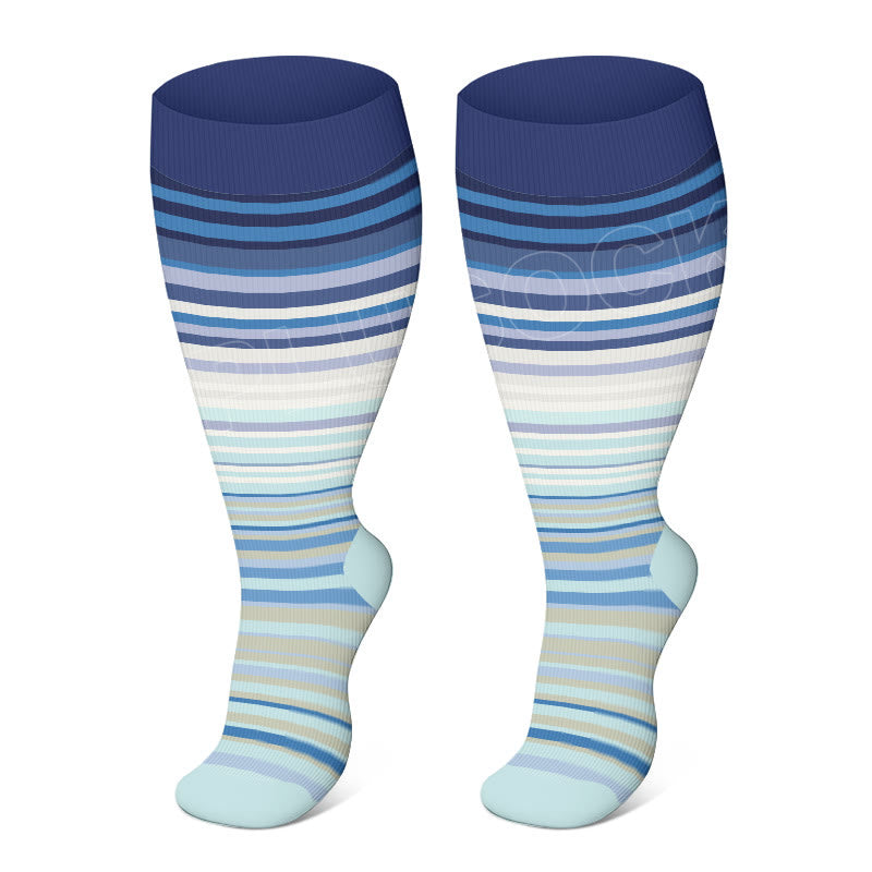 Chaussettes de compression à motifs colorés grande taille 2XL-4XL - Bleu clair - 4XL - image 12