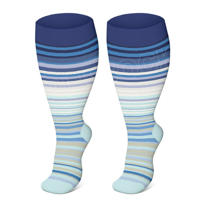 Chaussettes de compression à motifs colorés grande taille 2XL-4XL - Bleu clair - 4XL - image 12