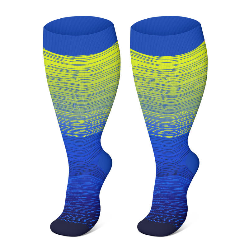 Chaussettes de compression violettes, marron et bleues grande taille