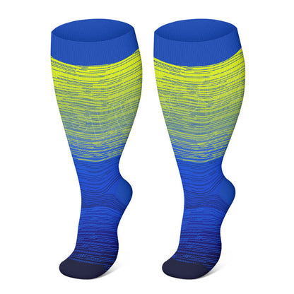 Chaussettes de compression violettes, marron et bleues grande taille