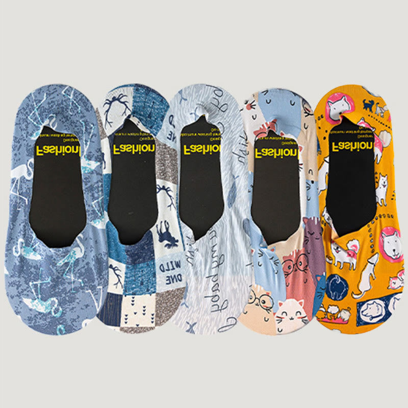 Chaussettes invisibles à imprimé animal (5 paires) - image 0