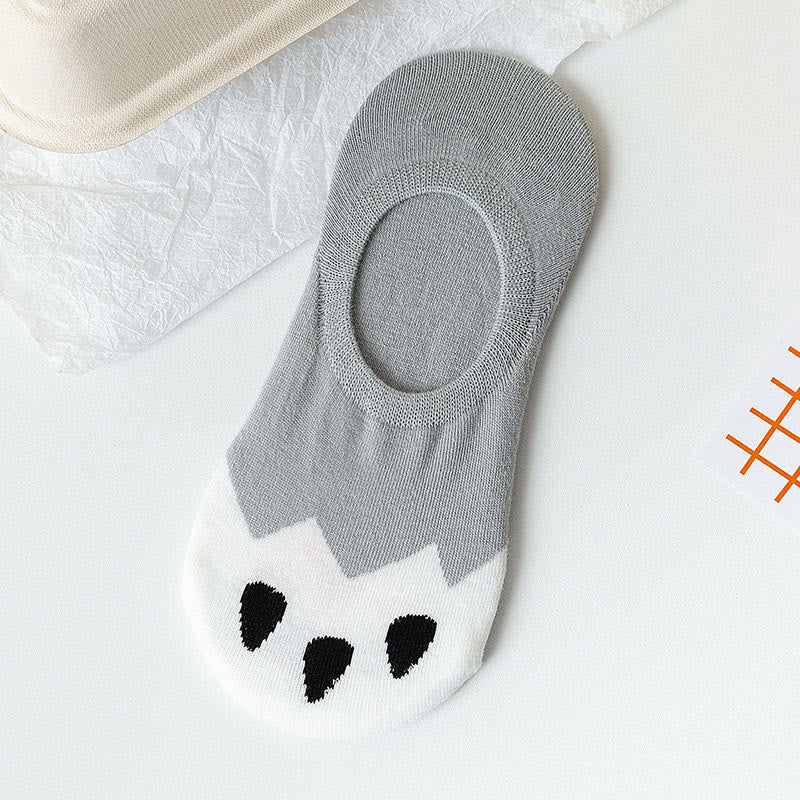 Chaussettes invisibles à imprimé empreintes de chat grande taille (5 paires) - image 13