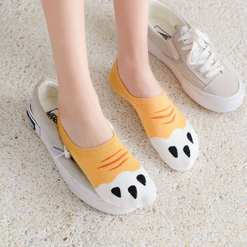 Chaussettes invisibles à imprimé empreintes de chat grande taille (5 paires) - image 3