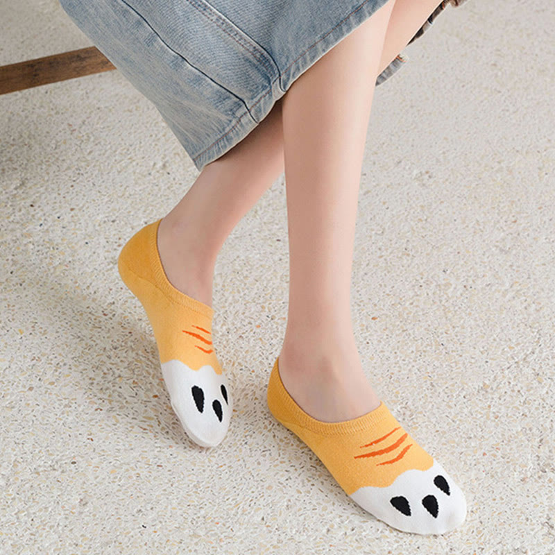 Chaussettes invisibles à imprimé empreintes de chat grande taille (5 paires) - image 5
