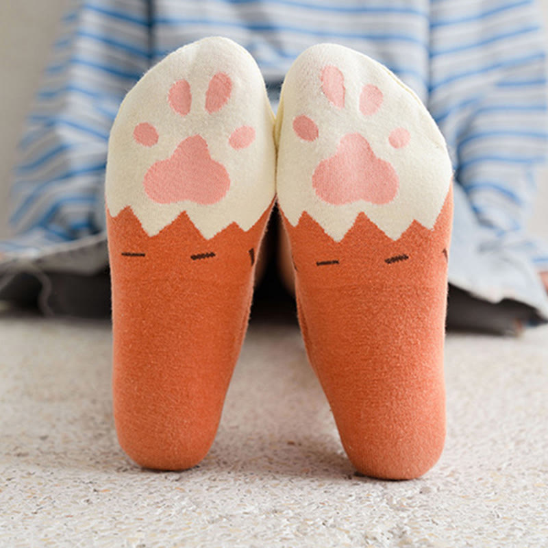 Chaussettes invisibles à imprimé empreintes de chat grande taille (5 paires) - image 8