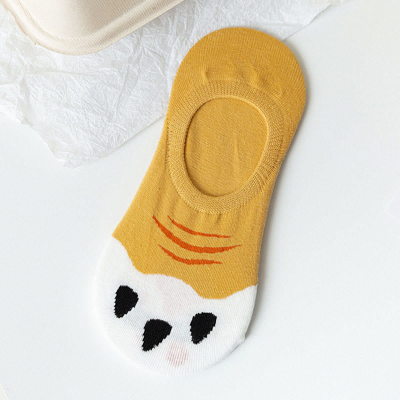 Chaussettes invisibles à imprimé empreintes de chat grande taille (5 paires) - image 12