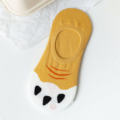 Chaussettes invisibles à imprimé empreintes de chat grande taille (5 paires) - image 12