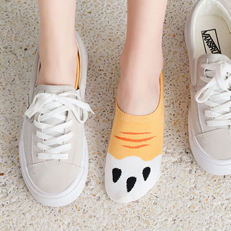 Chaussettes invisibles à motifs d'empreintes de pattes de chat (5 paires) - image 5