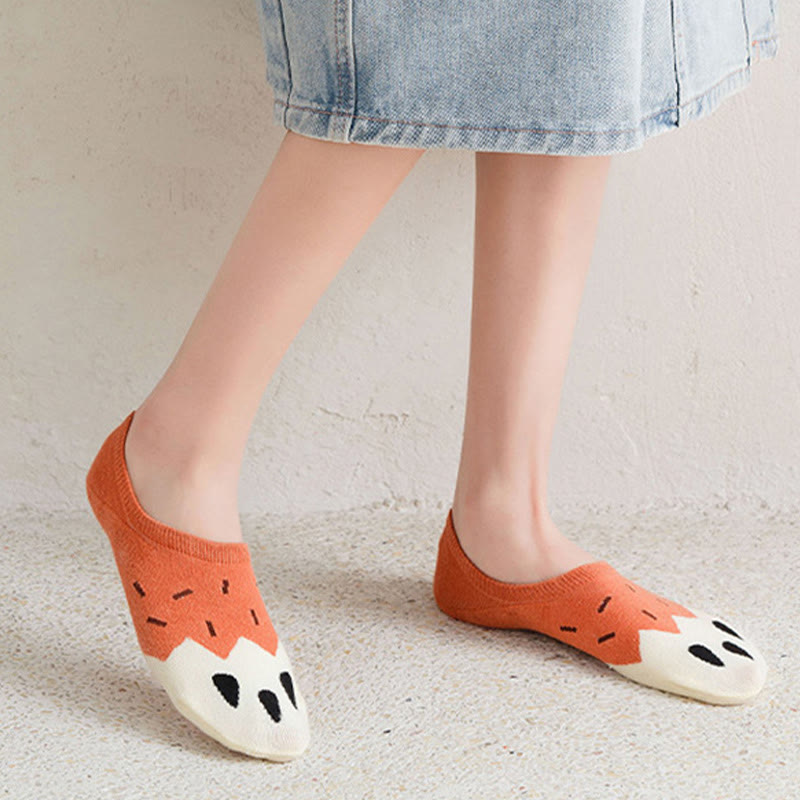 Chaussettes invisibles à imprimé empreintes de chat grande taille (5 paires) - image 4