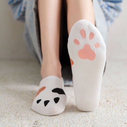 Chaussettes invisibles à imprimé empreintes de chat grande taille (5 paires) - image 9