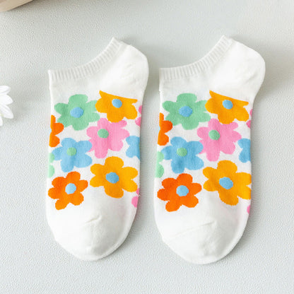Chaussettes invisibles à fleurs colorées grande taille (5 paires) - image 11