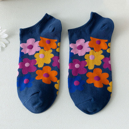 Chaussettes invisibles à fleurs colorées grande taille (5 paires) - image 12