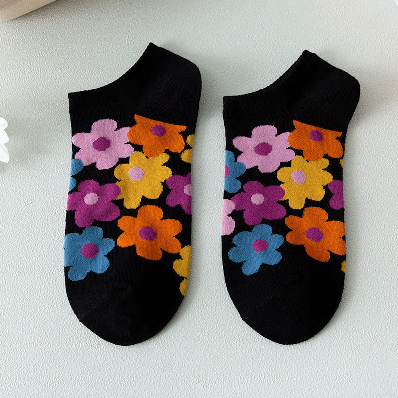 Chaussettes invisibles à fleurs colorées grande taille (5 paires) - image 13