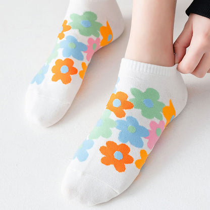 Chaussettes invisibles à fleurs colorées grande taille (5 paires) - image 6