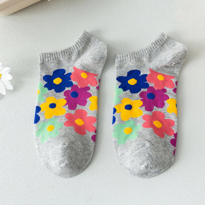 Chaussettes invisibles à fleurs colorées grande taille (5 paires) - image 9