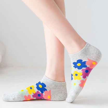 Chaussettes invisibles à fleurs colorées grande taille (5 paires) - image 8