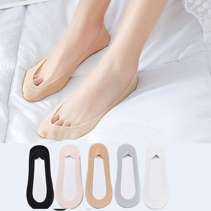 Chaussettes invisibles antidérapantes en maille grande taille (10 paires)