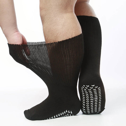 Chaussettes antidérapantes hautes pour diabétiques grande taille (2 paires) - Noir - S/M - image 0