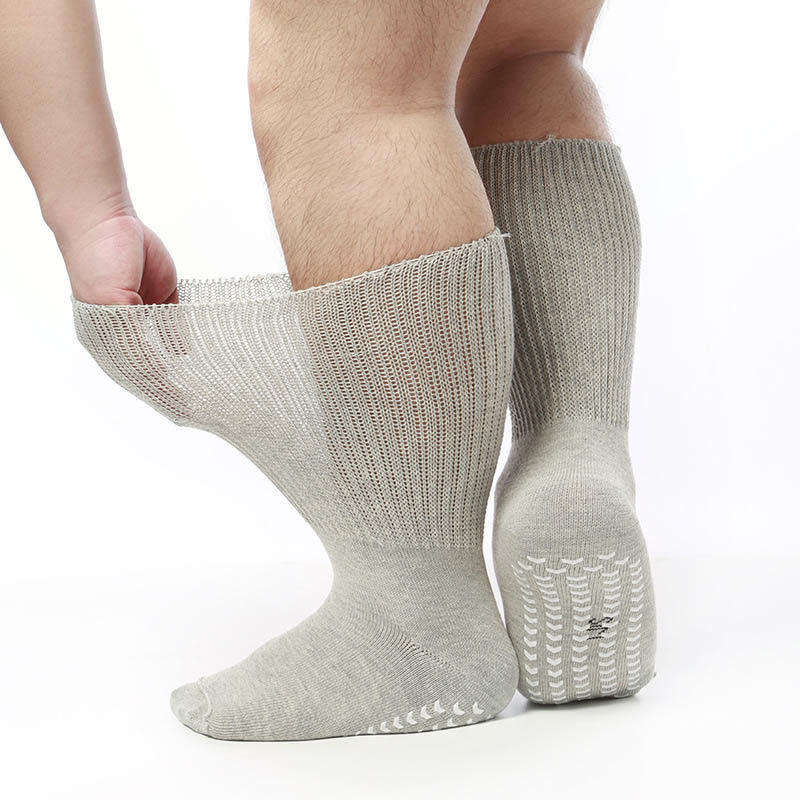 Chaussettes antidérapantes hautes pour diabétiques grande taille (2 paires) - Gris - S/M - image 3