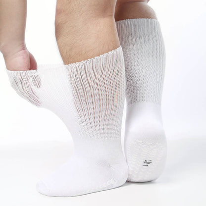 Chaussettes antidérapantes hautes pour diabétiques grande taille (2 paires) - Blanc - S/M - image 1