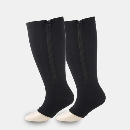 Chaussettes de compression à fermeture éclair et bout ouvert grande taille (2 paires) - Noir - 7XL - image 2