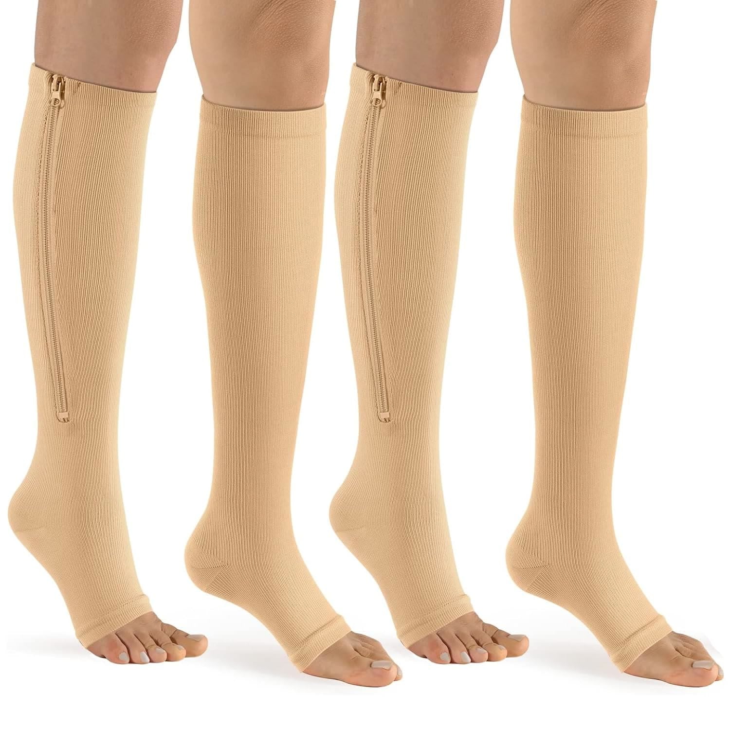 Chaussettes de compression à fermeture éclair et bout ouvert grande taille (2 paires) - image 5
